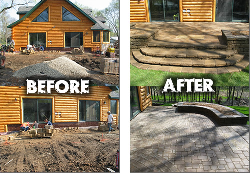 Retaining wall before and after